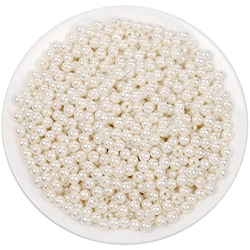 anezus Pearl Beads for Craft, 1000pcs Ivory Faux Fake Pearls, 6 mm Small Sew on Pearl Beads with Holes for Jewelry Making, Bracelets, Necklaces, Hairs, Crafts, Decoration and Vase Filler