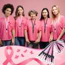 Ctosree 20 Pcs Breast Cancer Awareness Lanyards Silicone Keychains Pink Ribbon Wrist Neck Lanyard for Men Women Wristlet Strap Breast Cancer Survivor Inspirational Gift for Women
