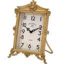 NIKKY HOME Vintage Gold Table Clock, Silent Non-Ticking Battery Operated Retro Desk Shelf Mantel Small Metal Clock for Living Room Decor