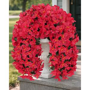 Artificial Flowers for Outdoors 2 Bundles of UV-Resistant Artificial Bougainvillea, Realistic Silk Flowers for Front Porch, Patio, Garden, Window Boxes & Hanging Baskets (Red,2)