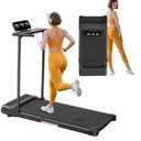 Folding Walking Pad Treadmill with Handle Bar, 3.5HP Compact Portable Foldable Walking Pads Treadmill with Handles, Electric Small Treadmills for Home Office Apartment, LED Display, 400 LBS Capacity