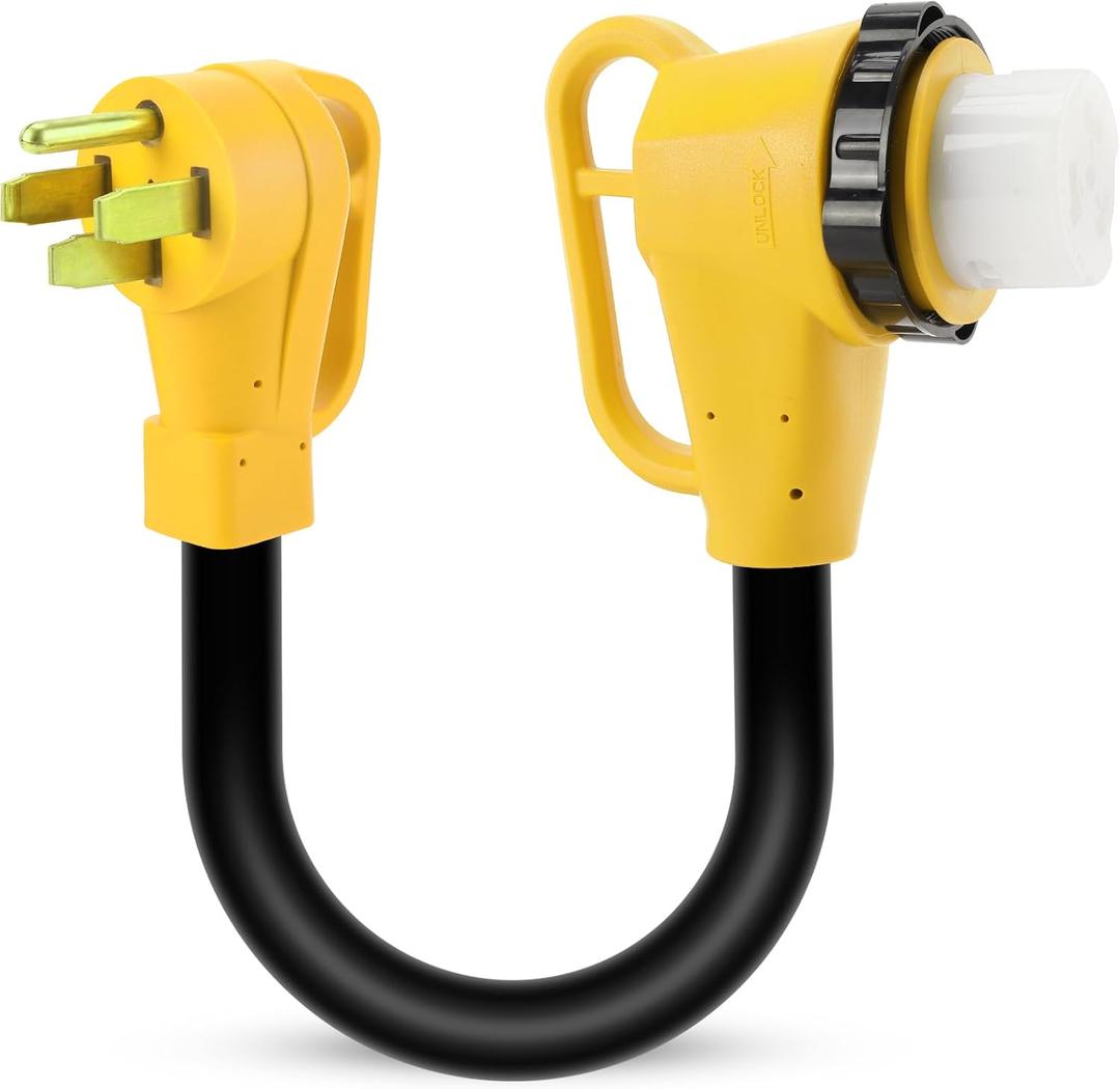 50 Amp to 50 Amp RV Adapter with Twist Lock for 50 Amp RV Extension Cord and Generator, NEMA 14-50P to NEMA SS2-50R Dogbone Electrical Power Adapter with Upgraded Handle, ETL Listed