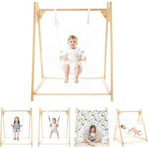 5-in-1 Baby and Toddler Foldable Swing Set with Stand, Classic Swing, Swing-Seat, Baby Jumper, Hammock, Play Tent