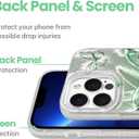 NITITOP Compatible for iPhone 13 Pro Max Case Cute Butterfly Pattern for Women Girl Glitter Laser Shiny Feather Yarn Style Aesthetic Shockproof Hard Protective Phone Cover - Green