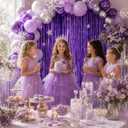 2Pack Purple Foil Fringe Curtains Backdrop, Metallic Tinsel Streamer Decors