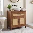 24 Inch Pedestal Sink Storage Cabinet, Bathroom Vanity Sink, Brown