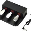 The Piano 3 sustain pedal 6.35mm 1/ 4 Inch Plug Universal for Electronic Keyboards and Digital Pianos, Electric piano, MIDI Keyvoards, Synthesizer, With 3.5mm to 6.35mm female jack adapter (Black)