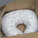 Boppy Nursing Pillow - Firm, Ergonomic U-Shaped Bottle and Breastfeeding Pillow with High Lift for Comfort and Support, Spacious Surface - Gray Gentle Leaves