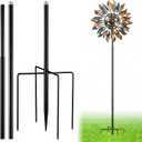 Black 72" h Replacement Pole for Large Wind Spinner, Windmill Replacement Parts, Three-Part Composition, 22mm Thicker Tube, Easy Assembly for Large Metal Wind Spinner (5 Prongs Base)