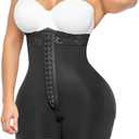 YIANNA Tummy Control Shapewear for Women Strapless Fajas Colombianas Body Shaper Shorts Butt Lifter with Zipper Crotch (X-Large, Black)