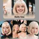Blonde Bob Wig with Heart Sunglasses - Heat-Resistant, Synthetic Fiber, Adjustable and Natural Looking