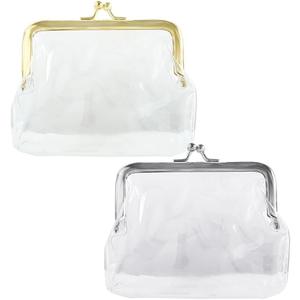 Clear Coin Purse Transparent Change Purse Small Wallet Money Bags Iron Mouth Clip Bag Portable Coin Bags Multifunctional Lipstick Bags 2PCS