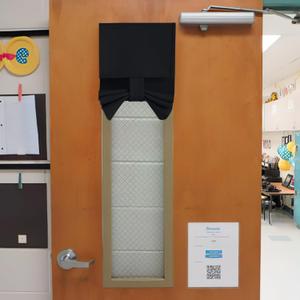 NICETOWN Lockdown Shade for Classroom Door, French Privacy Curtains for Window, Short Door Blinds, Thermal Insulated Tie Up Shade Window Covering for Bedroom, Black, W8 X L36, 1 Panel