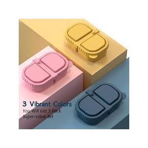 3 Pack Reusable Silicone Snack Containers