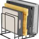 Kitchen Organizer Rack - 5-Slot Heavy-Duty Cutting Board and Bakeware Holder, Rust-Resistant with Anti-Slip Feet for Countertop or Cabinet Storage