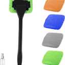 6PCS Car Windshield Cleaning Tool, Vehicle Windscreen Cleaner with 4 Washable and Reusable Microfiber Pads, Automotive Glass Wiper Cleaning Kit, Universal for SUV RV Truck