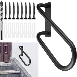 Pasimy Hand Rails for Outdoor Steps, Right Side Wall Mount Stairs Railing for 1-3 Stairs, Indoor Porch Garage Garden Handle (220LBs Loading)
