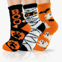 72-Needle Buttery Soft Halloween Fuzzy Socks for Women Girls, Cozy Funny Crazy Cute Fluffy Warm Slipper Socks 3 Pairs, Halloween Gifts Boo Spooky Basket Stuffers
