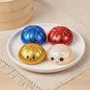 Glitter Dumpling Squishy, Dumpling Squishies, Glitter Dumpling Mystery Box, Colorful Dumpling Stress Balls Fidget, Jumbo Squishy Toy with Steamer Box,Soft Squeeze Decompression Dough (Glitter Red)