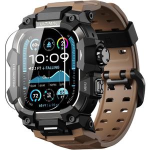 ULTIMAL Rugged Case with Band for Apple Watch 49mm,Compatible with Apple Watch Ultra 3/2/1, Military Grade Shockproof Bumper Cover for iWatch Tactical Band Men (Coffee Brown, 49mm)