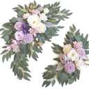 Faux Flower Swag Set of 2 for Wedding Welcome Signs Floral Swag Wedding Reception Ceremony Signs Decor (Purple)