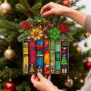 2 x Suncatcher Book Ornament Christmas Hanging Window Decor Acrylic,Christmas Ornament Outdoor Decor Garden Bookish Gifts for Librarian, Book Lovers, Reader, Women, Suncatcher Effect Decor