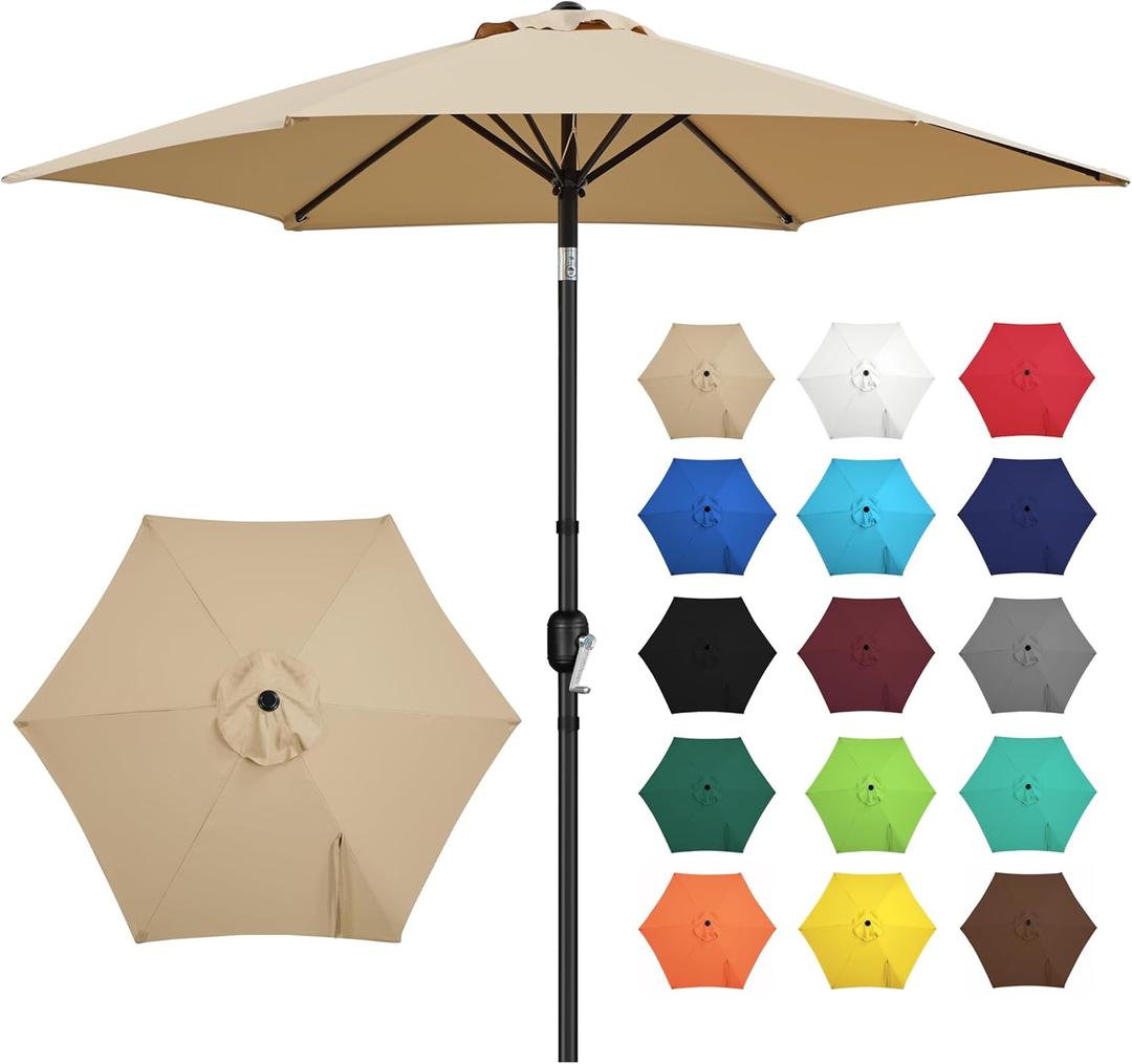 Yaheetech 9FT Outdoor Patio Umbrella, Outdoor Table Umbrella with Push Button Tilt and Crank, Yard Sun Shade, UV Protection Waterproof for Garden/Deck/Backyard/Pool (Tan)