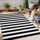 OLANLY Black and White Striped Rug 4' x 6'  Washable Cotton Indoor Outdoor Doormat for Front Door, Entryway, Kitchen, Porch, Patio Decor