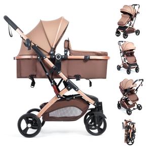 Reversible Baby Stroller for Newborn 2 in1 High Landscape Stroller, Foldable Pushchair Pram Stroller with Adjustable Backrest