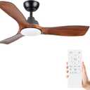 42 Inch Ceiling Fans with Lights and Remote Control,Brown Ceiling Fan with 3 Blades,Downrod,6 Speed Reversible DC Motor,3CCT Dimmable LED,Timers,for Indoor Living Room Bedroom Dining Room Kitchen