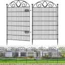 10 Panels No Dig Tall Garden Fence with Gate 48" H X 26.25' L Rustproof Metal Dog Fence Outdoor for Yard, Decorative Animal Barrier Fence for Pet, Garden Border, Patio, Flower | Temporary Fencing
