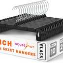 HOUSE DAY Black Pants Hangers 50 Pack, 12 Inch Skirt Hangers with Non-Slip Big Clips and 360 Swivel Hook, Heavy Duty Slim Plastic Pant Hanger, Space Saving Clip Hanger for Pants, Skirts, Shorts