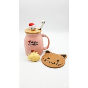 BigNoseDeer Cute Mugs Kawaii Cat Mug Ceramic Coffee Mug Tea Cup with Infuser and Lid Spoon Tea Mug Cute Cool Preppy Stuff Gifts for Women (Blue 13oz)