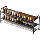 INGIORDAR Shoe Rack 2 Tier Long Storage Organizer Wide Metal Shoe Shelf for Closet Entryway Blac