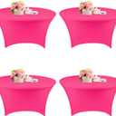 4 Pack 5FT Round Spandex Tablecloth 60 Inch Stretchable Table Cover Washable and Wrinkle Resistant Table Cloth, Fitted Round Table for Wedding, Banquet, Birthday, Party, Restaurant (Fuchsia)