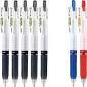 Gel ink 0.5mm ballpoint pens ink color (5 Black,1 Blue,1 Red) total 7