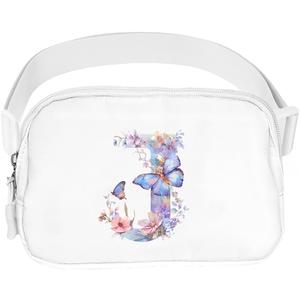 Initail Letter Personalized Belt Bag Cute Crossbody Bags for Women Fashion Waist Packs Letter A-T Waterproof Running Workout Hiking Travel Fanny Pack,J