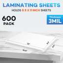 FURWEY 600 Pack Laminating Sheets, Holds 8.5 x 11 Inch Sheets, 3 mil, 8.9" x 11.4" Thermal Laminating Pouches Lamination Sheet Paper for Laminator, Clear, Letter Size, Office and School Supplies