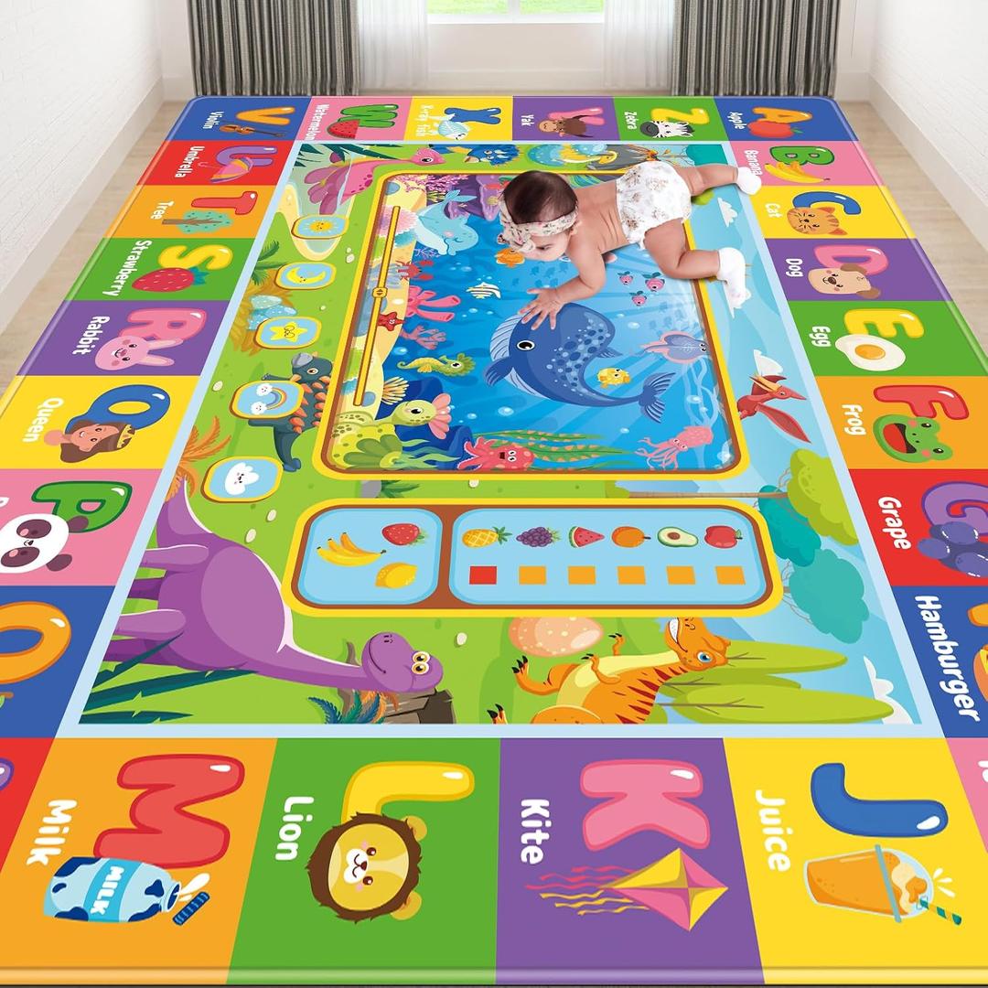 Baby Play Mat for Floor, Kids Rug Playmat Baby Crawling Mats Educational Tummy Time Mats Soft ABC Play Mat for Toddlers Infants Kids Rug for Playroom Classroom(110.2X78.7 INCH, Style 2)