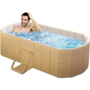 jessie 47" Portable Ice Bath Tub for Adults, Cold Plunge tub for Athletes, Inflation-free Foldable Bathtub, Insulated Hot Tub for Bathtub Showers, Indoor & Outdoor (with Lid)