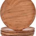 NIRMAN Acacia Wood Dinner Plates Set of 4 for Dishes Snack, Dessert Natural Wood Plates Serving Dinnerware Plate for Dinner (8" x 8" x 0.75")