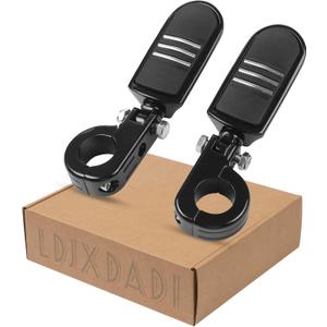 1.25" Highway Footpegs, Adjustable Footrest Mounting P-Clamps Compatible with Harley Sportster Touring Softail Dyna Honda Kawasaki Suzuki Yamaha with 1-1/4" Engine GuardBlack
