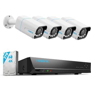 REOLINK 8CH 4K Home Security Camera System, 4pcs 5X Optical Zoom Wired PoE Security Cameras Outdoor, Spotlights for Color Night Vision, 8CH NVR 2TB HDD, Smart AI Detection, 2-Way Talk, RLK8-811B4