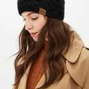 Loritta 4 Pack Womens Winter Headbands Fuzzy Fleece Lined Ear Warmer Cable Knit Thick Warm Crochet Headband Gifts (B Confetti(Black+Dark Gray+White+Beige))