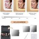 Makeup Case with Lighted Mirror, Travel Makeup Bag Organizer with 3CCT LED Mirror, Cosmetic Bag for Women with Adjustable Divider, Makeup Storage Box with Lock, Waterproof Travel Train Case