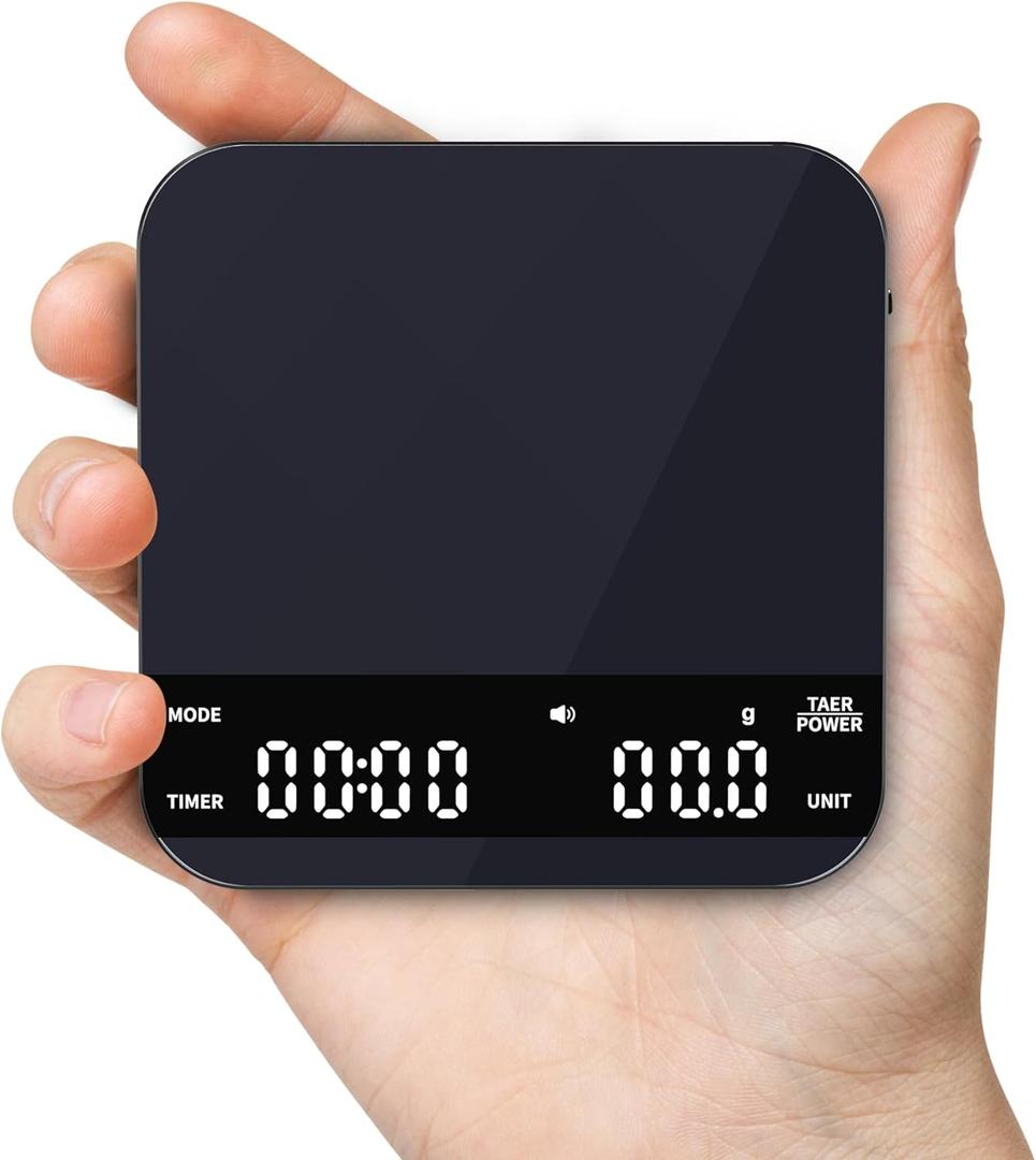 Ultrean Mini Coffee Scale with Timer, Rechargeable Espresso Scale, 2kg/0.1g Accurate Scale for Espresso and Pour-Over Coffee, Portable Digital Kitchen Scale with 3 Brewing Modes