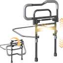 Bed Rails for Elderly Adults Safety, Foldable Bed Assist Rails for Seniors with Sensor Light & Storage Pocket, Adjustable Height, 180° OneHand Folding Bed Side Rails Fit King Queen Full Twin