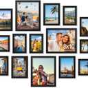 decorUhome Assorted Picture Frames Collage Wall Decor for Photo Gallery Display Set of 15 Including Three 8x10 / Six 5x7 / Six 4x6 for Family Wall Decor, Black, 15 Pack