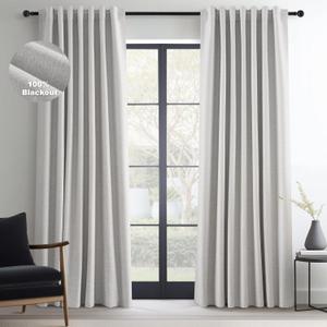 Topfinel Grey Beige Linen Blackout Curtains 84 Inch Long for Bedroom Living Room, Greige Gray Pinch Pleat Back Tab Gothic Moody Viral Drapes Modern Boho Curtains for Window Dining Room 7 FT