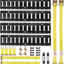 VEVOR E-Track Tie-Down Rail Kit, 4 Pack 2 ft E Track Rails, 20 Pcs Includes 2 Ratchet Straps & 4 O-Rings & 4 Tie-Offs with D-Ring & 2 Single Slots & 8 End Caps, Fit for Garages Vans Trailers